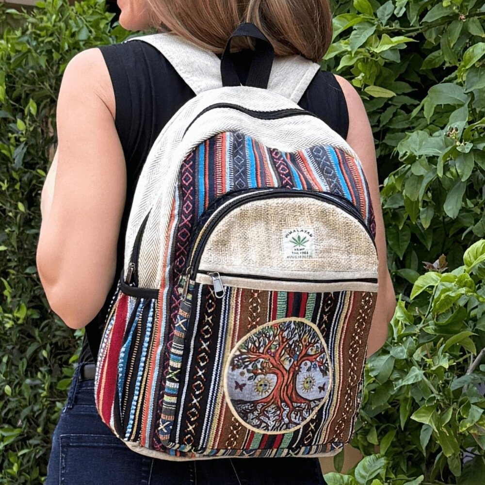 Handmade Cotton and Hemp Tree of Life Backpack